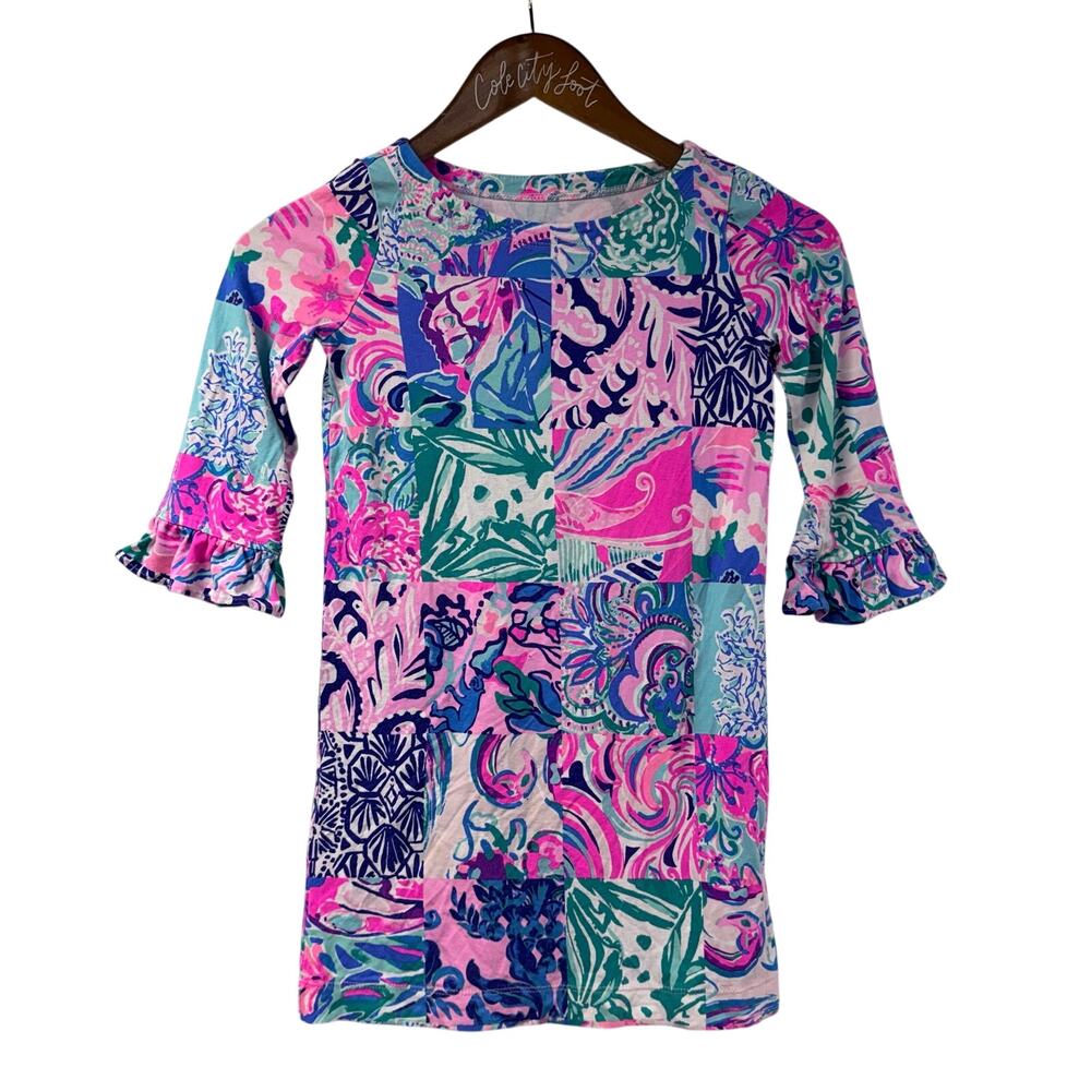 Lilly Pulitzer Mini Sophie Dress M Colorful Patch to Match Print